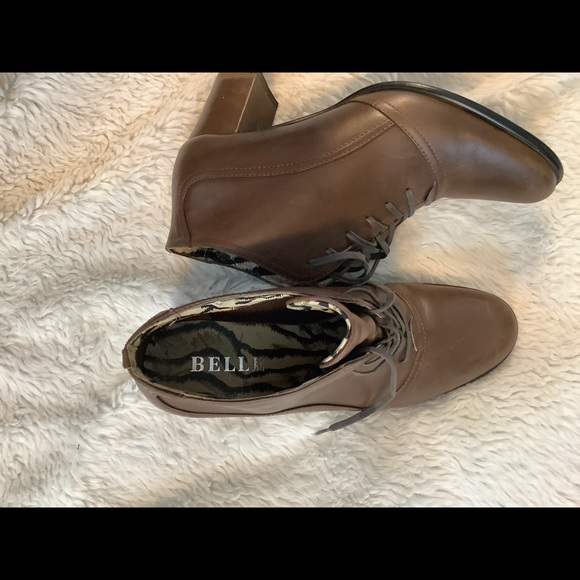 Brown Belle lace up Leather shoes with leather covered heels - Picture 5 of 7